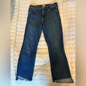 MOTHER The Insider Crop Step Fray Dark Blue Flare Jeans